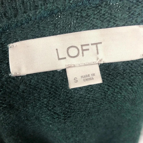 LOFT Green Cold Shoulder Bell Sleeve Sweater - Picture 7 of 8